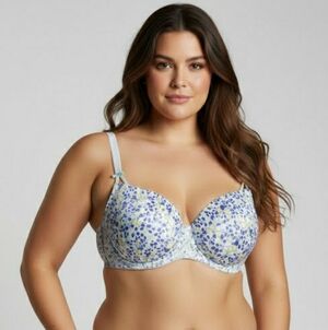 Déesse Intimates Vixen Balconet Blue Floral Lace Underwire Bra 40DD Convertible